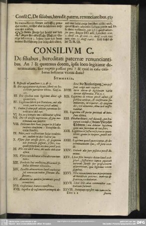 Consilium C. De filiabus, hereditati paternae renunciantibus [...]
