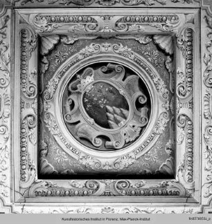 Kassettendecke mit Darstellungen moralischer Tugenden : Wappen der Familie Ruspoli