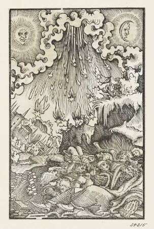 Sternenfall, aus: Martin Luther, "Das newe testament deutzsch", Wittenberg 1524, ohne Paginierung [6. Kapitel Offenbarung]