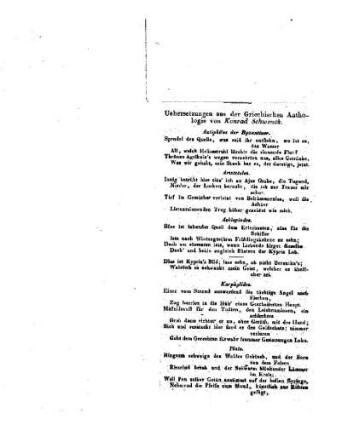 Uebersetzungen aus der Griechischen Anthologie