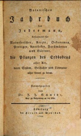Botanisches Jahrbuch für Jedermann