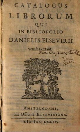 Catalogus Librorum Qui In Bibliopolio Danielis Elsevirii venales extant
