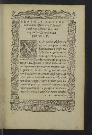 [Catalogus lucubrationum Erasmi Roterodami]