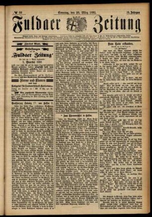 Zweite Ausgabe vom Sonntag, den 20. März 1892.