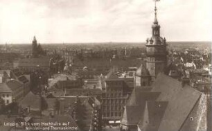 Leipzig: Blick vom Hochhaus auf Nikolai- und Thomaskirche