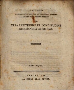 De vera latitudine et longitudine geographica Erfordiae
