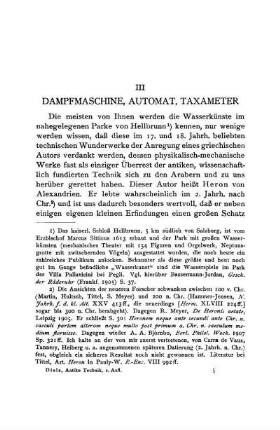 III Dampfmaschine, Automat, Taxameter