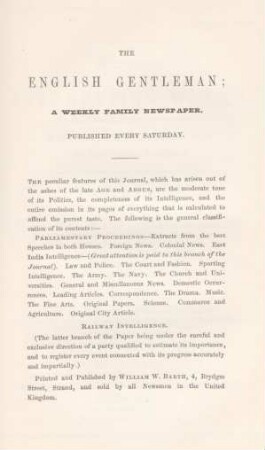 The English gentleman; a weekly family newspaper