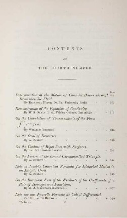 Contents of the fourth number.