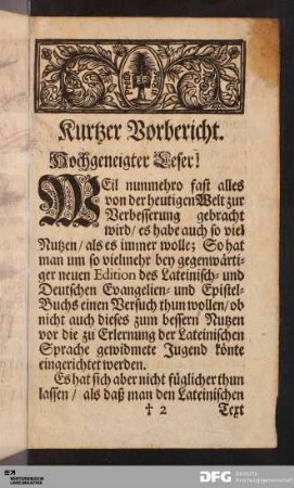 Kurtzer Vorbericht