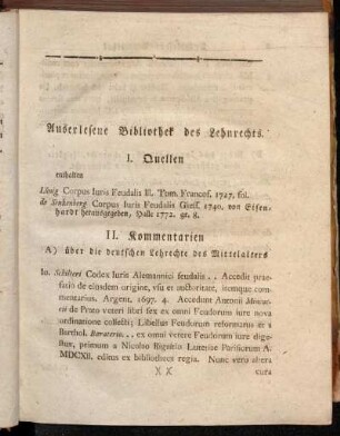 Auserlesene Bibliothek des Lehnrechts.