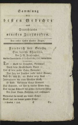 Des ersten Heftes fünfter Bogen