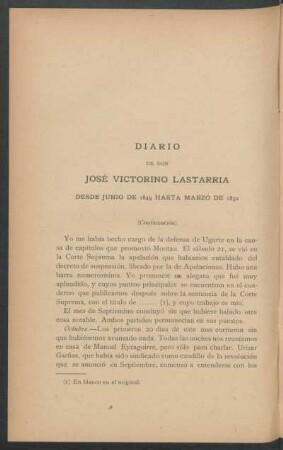 Diario desde Junio de 1849 hasta Marzo de 1852 - (Continuación)