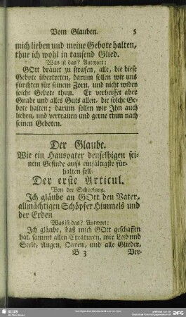 Der Glaube : Wie ein Hausvater denselbigen seinem Glaube aufs einfältigste fürhalten soll
