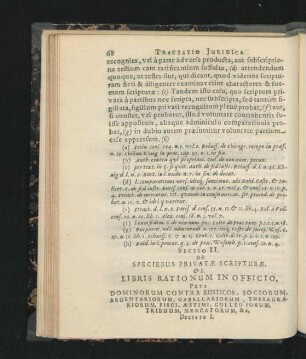 Sectio II. De Speciebus Privatae Scripturae.