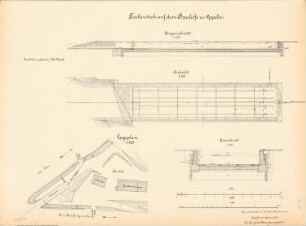 Trockendock auf dem Bauhof, Oppeln: Lageplan 1:500, Aufsicht, Schnitte 1:100, 1:50