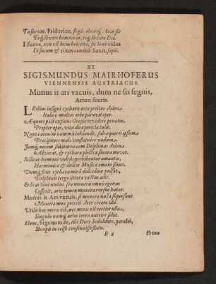 [Anagramm] Sigismundus Mairhoferus Viennensis Austriacus.