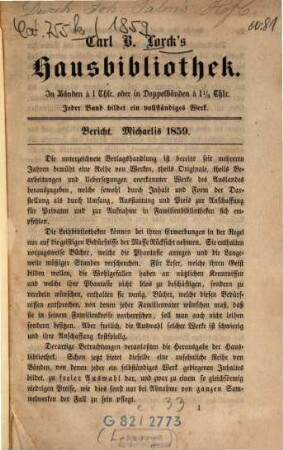 Historische Hausbibliothek. 1859