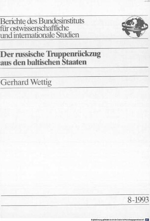 Der russische Truppenrückzug aus den baltischen Staaten