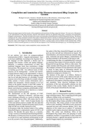 Compilation and Annotation of the Discourse-structured Blog Corpus for German