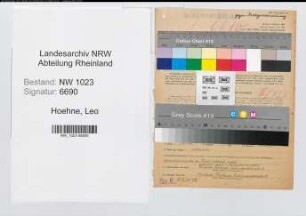 Entnazifizierung Leo Hoehne , geb. 29.01.1888 (Lehrer)