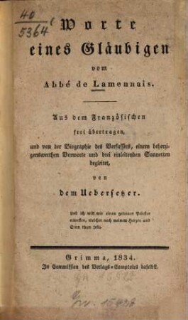 Worte eines Gläubigen
