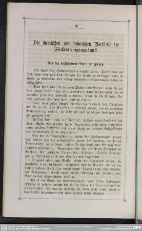 Die chemischen und technischen Vortheile der Fleckenreinigungskunst