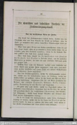 Die chemischen und technischen Vortheile der Fleckenreinigungskunst