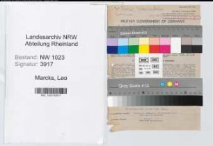 Entnazifizierung Leo Marcks , geb. 16.09.1892 (Lehrer)