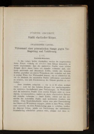 Fünfter Abschnitt. Statik elastischer Körper.