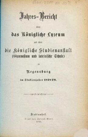 Jahres-Bericht. 1878/79