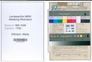 Entnazifizierung Marie Dillmann , geb. 29.12.1896 (Stenotypistin)