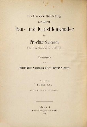 Beschreibende Darstellung der älteren Bau- und Kunstdenkmäler des Kreises Calbe