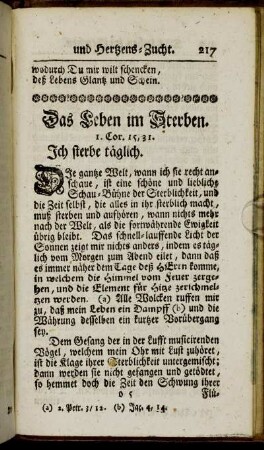 Das Leben im Sterben.