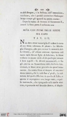 Musa con Piume delle Sirene sul Capo Tav. LIX