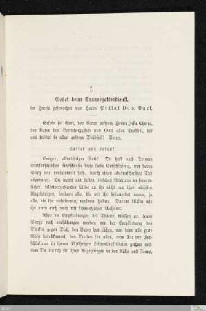 I. Gebet beim Trauergottesdienst