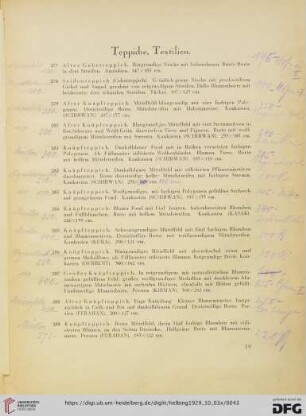 Teppiche, Textilien (Nr. 277-325)