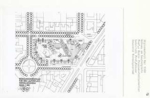 Wohnen am Lauterplatz, Berlin-Friedenau (Diplomarbeit bei Willy Kreuer): Grundriss Normalgeschoss 1:500