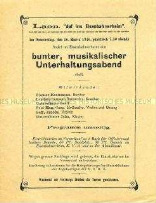 Programm für einen Unterhaltungsabend in Laon