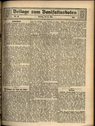Zweite Ausgabe vom Sonntag, den 18. Mai 1913.