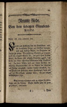 Neunte Rede. Von dem siebenten Glaubensartikel. - Eilfte Rede. Von dem neunten Glaubensartikel.