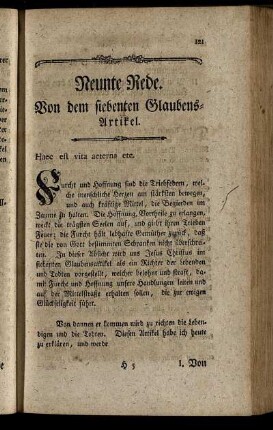 Neunte Rede. Von dem siebenten Glaubensartikel. - Eilfte Rede. Von dem neunten Glaubensartikel.