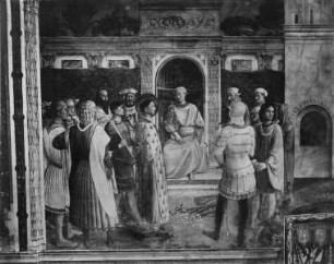 Ausstattung — Ostwand — Der heilige Laurentius vor Kaiser Justinian