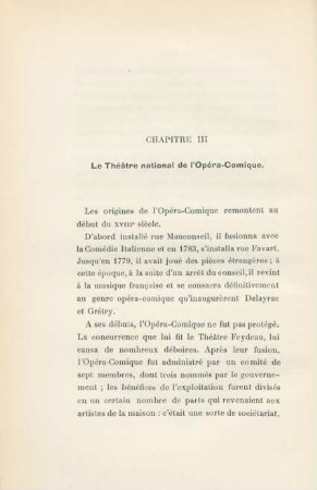 Chapitre III. Le Théâtre national de l'Opéra-Comique