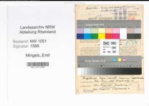 Entnazifizierung Emil Mingels , geb. 12.03.1891 (Verwaltungsangestellter)