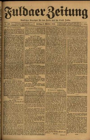 Ausgabe vom Freitag, den 15. Oktober 1920.