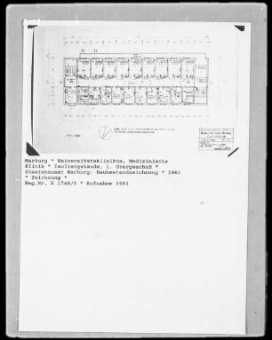 Marburg, Universitätsklinik, Medizinische Poliklinik, Isoliergebäude, 1. Obergeschoss