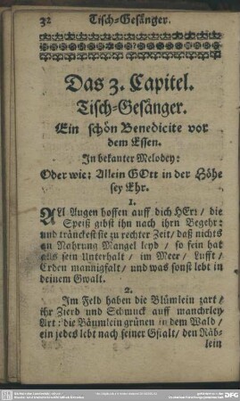 Das 3. Capitel. Tisch-Gesänger