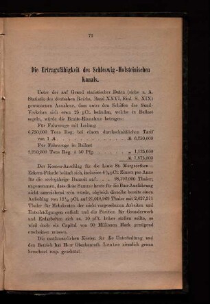 Die Ertragsfähigkeit des Schleswig-Holsteinischen Kanals.