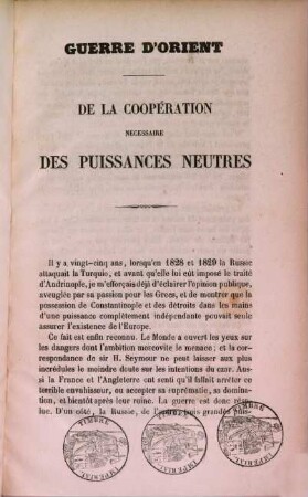 Guerre d'Orient De la coopération necessaire des puissances neutres
